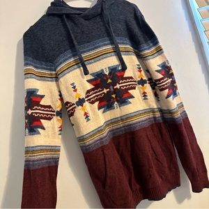 American Eagle Southwest Print Knit Hoodie, Small
